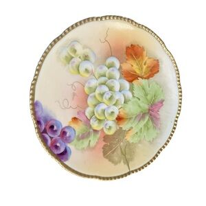Royal Rudolstadt Hand Painted Gold Trim Plate with Grapes and Leaves Prussia